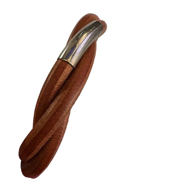 Hermes Brown Leather Tornado Bracelet - Picture 4 of 11